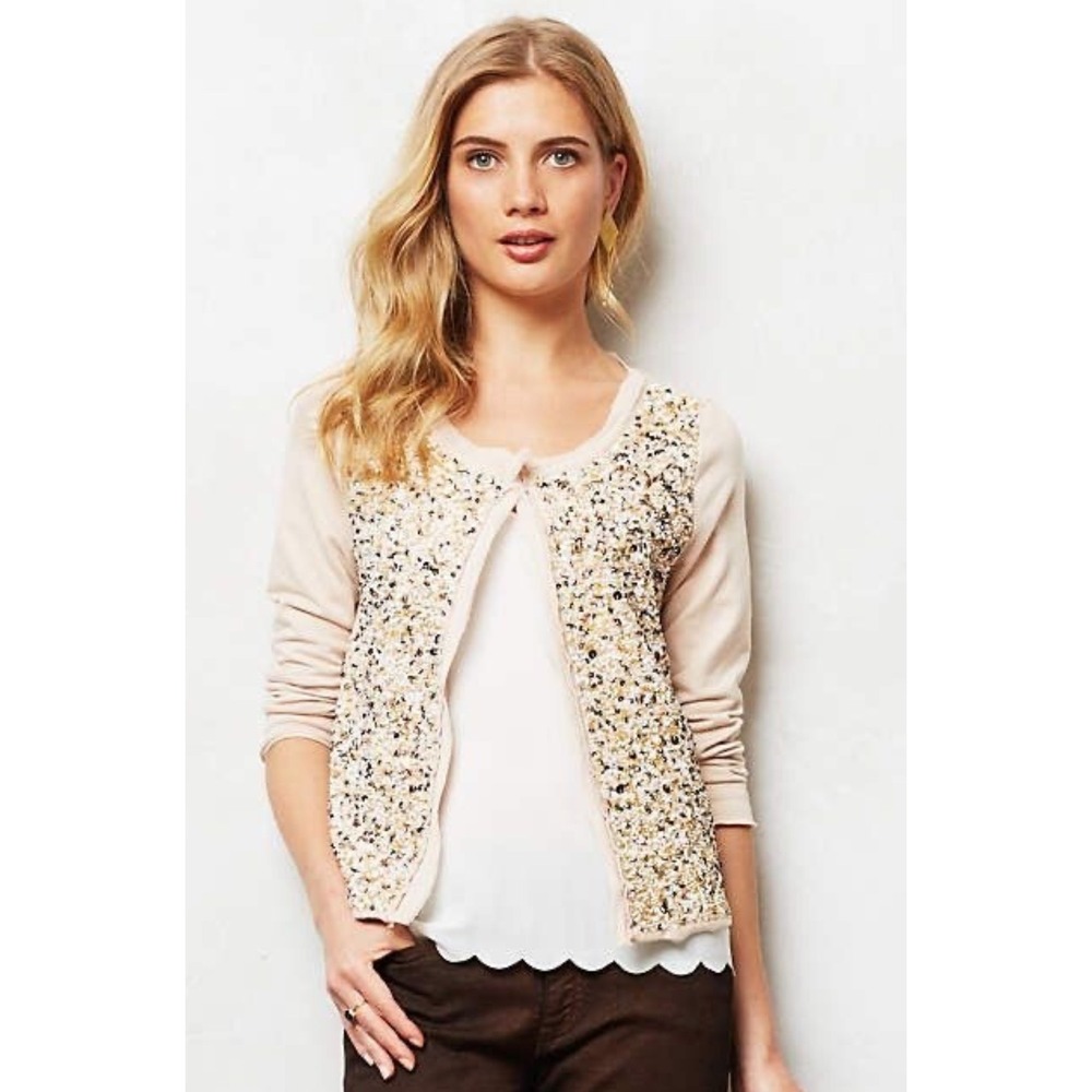 Anthropologie Postmark Paillette Sequin Cardigan‎ Size Large